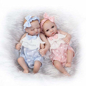 Terabithia Mini 10" Realistic Reborn Baby Girls Dolls Silicone Full Body Newborn Twins Washable