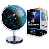 Usa Toyz Illuminated Globe Of The World With Stand - 3In1 World Globe, Constellation Globe Night Light, And Globe Lamp With Built-In Led, Easy To Read Texts, And Non-Tip Base, 13.5 Inch Tall