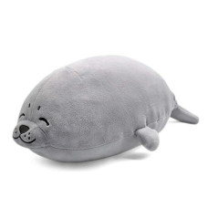 Molizhi Cute Chubby Plush Seal Pillows, Big Stuffed Animals 23.6 Inch Anime Plush Hugging Pillow Gray Toy Gifts For Bedding, Kids Birthday, Thanksgiving, Christmas