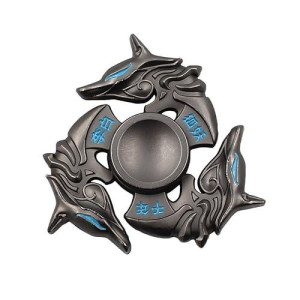Mtele Fidget Spinner Metal Hand Spinner Edc Adhd Focus Toy Ultra Durable High Speed Anxiety Relief Toy,Black Fox