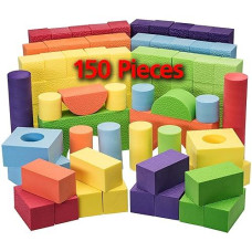 Dragon Too Foam Blocks And Stacking Blocks -Non Toxic- 150 Pcs Creative And Educational- With Reusable Zippered Bag