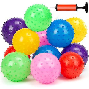 Loveinusa Bounce Ball, 12 Pcs Edushape Sensory Balls Knobby Party Balls Massage Balls With Air Pump Set 4.72