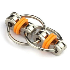 Tom'S Fidgets Original Flippy Chain Fidget Toy - Perfect For Adhd, Anxiety, And Autism - Bike Chain Fidget Stress Reducer For Adults And Kids (2, Orange)