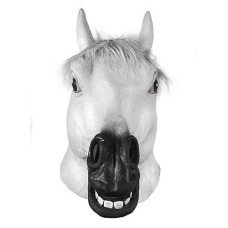 Adan Latex Horse Head Mask (White Horse Mask)