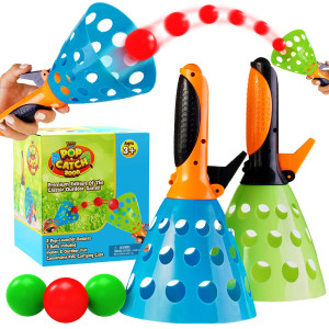 Yoya Toys Pop And Catch Ball Game - Sports & Outdoor Play Toys, Kids Ages 8-12 - Exciting Yard Activities - Perfect For Camping, Beach, Backyard Parties - 2 Catch Launcher Baskets, 3 Balls, Pvc Bag