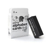 Wee Gallery Educational Flashcards For Babies, Black And White Animal Alphabet Learning Cards, Double Sided, Ideal For Visual Stimulation, Cognitive Development In Babies And Toddlers