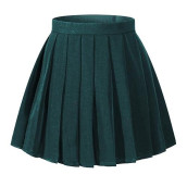 Beautifulfashionlife Women`S School Uniform High Waist Pleated Forest Green Skirts (M,Dark Green)
