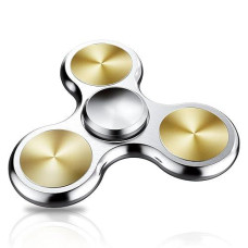 Atesson Fidget Spinner Toy Ultra Durable Stainless Steel Bearing High Speed Precision Metal Material Hand Spinner Focus Anxiety Stress Relief Boredom Killing Time Toys Silver