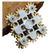 Pure Brass Fidget Spinner Gears Linkage Fidget Gyro Toy Metal Diy Hand Spinner Spins Long Time Edc Focus Meditation Break Bad Habits Adhd With Multiple Premium Bearings (9 Gears White)