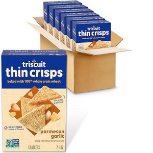 Triscuit Thin Crisps Parmesan Garlic Whole Grain Wheat Crackers, 6 - 7.1 Oz Boxes
