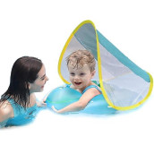 Free Swimming Baby Inflatable Baby Swim Float With Sun Canopy Size Improved Infant Pool Floaties Swimming Pool Toys For The Age Of 3-72 Months(Blue, S)