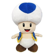 Little Buddy Super Mario All Star Collection 1588 Blue Toad Stuffed Plush, 7"