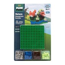 Plus Plus - Nature Baseplate Builder - 64 Pieces And One Base Accessory For Building And Displaying, 4.5 X 4.5 Inches - Construction Building Stem Toy, Interlocking Mini Puzzle Blocks For Kids
