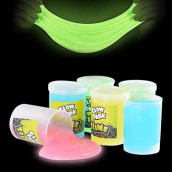 Kicko Glow In The Dark Slime - 6 Pack - Assorted Neon Colors - Glowing Slime Kit For Kids, Slime Party Favors In Green, Blue, Orange, And Yellow, Non-Toxic Goody Bag Fillers And Birthday Gifts