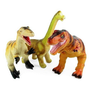 Boley Jumbo Dinosaur Toy Set - 3 Pack Large Soft-Stuffed Dinosaurs - T-Rex, Velociraptor, And Brontosaurus - Durable Dinosaur Toys For Kids Ages 3 And Up - Educational Playset For Boys And Girls
