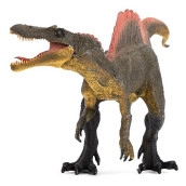 Dinosaur Toy Spinosaurus Figurine with Movable Jaw - Realistic Plastic Toy Dinosaur Figure for Children, Themed Parties, Decorations, Green - 11.5 x 6 x 3.5 Inches