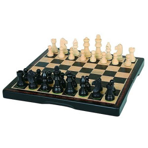 Hansen Games Classic Ebony Inlaid Wooden Chess Set 15" Folding Board With 3" King