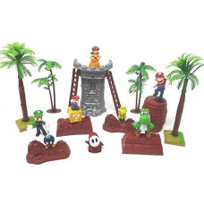 Super Mario Brothers 17 Piece Playset Featuring Random Mario Character Figures And Accessories