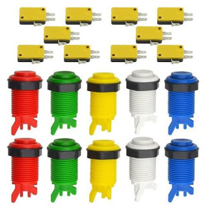 Wmycongcong 10 Pcs Push Button With Micro Switch For Jamma Mame Arcade Video Games Diy, Red Or Yellow Push Button Switch