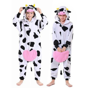 Canasour Unisex Halloween Kids Cow Onesie For 6-8 Years Girls Costume Party Cosplay Pyjamas (Height 47-51