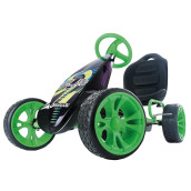 Hauck Sirocco - Racing Go Kart | Pedal Car | Low Profile Rubber Tires | Pedal Power Auto-Clutch Free-Ride | Adjustable Seat - Green, Large