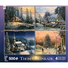 Ceaco Thomas Kinkade 4-In-1 Multi-Pack Holiday Jigsaw Puzzle (500 Pieces)