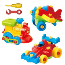 Take Apart Toys Set - Airplane, Train, Racing Car - Stem Learning Construction Tools For Kids 3-6+