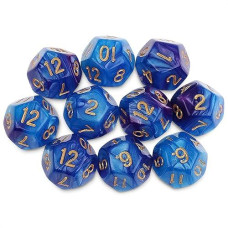 Dungeons And Dragons Dice - 10Pcs 12 Sided Dice Blue Polyhedral Dice Set D12 Dice Roley Playing Dice Games Purple Gift Dice Sets For Table Games - Right Left Center Dice Game Set Colored Dice