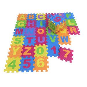 Kids Play Mat 36 Pieces Floor Puzzle Interlocking Tiles For Toddler Children Numbers Alphabet Colorful Interlock Flooring