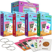 Star Right Words Toddler Flash Cards Set Of 4 - Number Flash Cards, First Words, Colors And Shapes, & Alphabet/Letter Flashcards - 4 Binder Rings - 144 Sight Words Kindergarten Flash Cards 3-7 Years