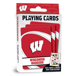 Masterpieces Family Games - Ncaa Wisconsin Badgers Playing Cards - Officially Licensed Playing Card Deck For Adults, Kids, And Family 2.5" X 3.5"