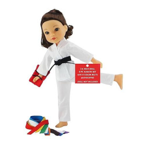 Emily Rose 14 Inch Doll Sports Clothes Clothing Accessory | 12 Pc 14" Doll Karate Outfit Gift Set With All 9 Color Belts Accessories! | Gift Boxed! | Fits Most 14" Hard-Bodied Dolls