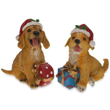 Bestpysanky Set Of 2 Golden Retriever Puppies Figurines 5.75 Inches