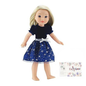 Emily Rose 14 Inch Doll Clothes Clothing Accessory | Blue Velvet 14" Doll Sparkly Party Dress Outfit Set | Compatible With 14.5" Hard-Bodied Wellie Wishers Dolls