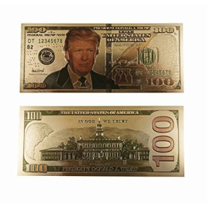 Authentic President Donald Trump Gold Plated Novelty Dollar Bill $100 Presidential Collectible Bank Note By Lane Co