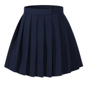 Beautifulfashionlife Girls`S School Uniform Pleated Short Skirts Dark Blue