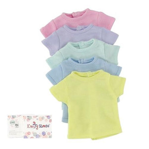 Emily Rose 14 Inch Doll Clothes Rainbow Pastels 5-Pack Doll Value Basics T-Shirts Tees | Gift Boxed For Easter! | Compatible With 14.5" Wellie Wishers And Glitter Girls Dolls