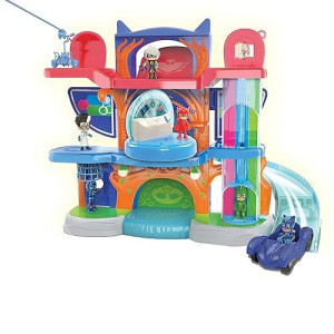 Pj Masks Deluxe Headquarters Playset With Lights And Sounds, 3" Catboy Figure, Pretend Play