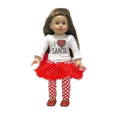 American Fashion World 'I Love Santa' Christmas Outfit For 18-Inch Dolls | Premium Quality & Trendy Design | Dolls Clothes | Outfit Fashions For Dolls For Popular Brands