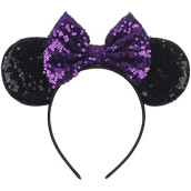 Clgift Purple Mickey Ears, Sparkly Mickey Ears, Purple Minnie Ears, Rainbow Ears, Minnie Ears, Rose Gold