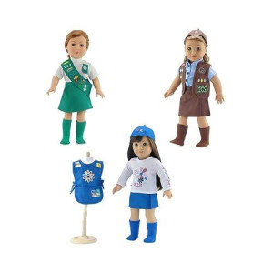 Emily Rose Doll Clothes | Value Pack - 3 18-inch Doll Girl Scout Inspired Modern Uniforms, Including Daisy, Brownie and Junior Scout Outfits | Compatible with 18" American Girl Dolls