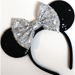 Clgift Silver Mickey Ears, Sparkly Mickey Ears, Silver Minnie Ears, Rainbow Ears, Minnie Ears, Rose Gold Mickey