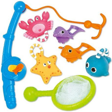 Bath Toy, Fishing Floating Bath Squirters Toy And Water Spoon With Organizer Bag(8 Pack), Karberdark Fish Net Game In Bathtub Bathroom Pool Bath Time For Kids Toddler Baby Boys Girls By Karberdark