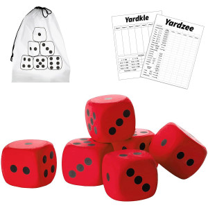 Foam Dice 4 Inches Yard Outdoor Games Set Of 6 With Two Game Play With Carry Bag