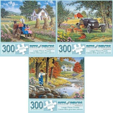 Bits And Pieces - Value Set Of Three (3) - 300 Piece Large Piece Jigsaw Puzzles For Adults Autumn And Farm Jigsaws By John Sloane - 18