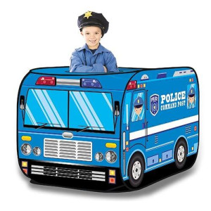 Pop Up Play Tent For Kids - My First Foldable Indoor & Outdoor Playhouse Vehicle Toys For Toddlers, Boys And Girls (Police Car)