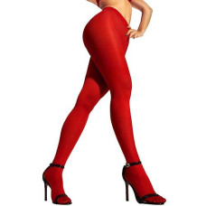 Sofsy Red Tights Women Opaque | Cindy Lou Who Costume Adult Women | Stockings Nylons | Red Pantyhose Medium 1/Pack [Made In Italy]