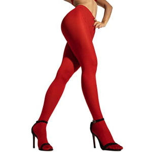 Sofsy Red Tights Women Opaque | Cindy Lou Who Costume Adult Women | Stockings Nylons | Red Pantyhose Medium 1/Pack [Made In Italy]
