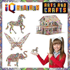 Iq Builder | Arts And Crafts For Girls Age 12 Year Old And Up | 3D Art Coloring Painting Animal Puzzle Set | Fun Creative Diy Toys | Family Craft Kit With Supplies | Best Toy Gift For Kids