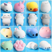 Outee 16 Pcs Mochi Animals Toys Lovely Mochi Cat Stress Relief Toys Mochi Animals Toys Mini Animals Cat Easter Gifts